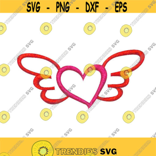 Love Heart Wings Wedding Valentines Day Embroidery Design Monogram Machine INSTANT DOWNLOAD pes dst Design 1888