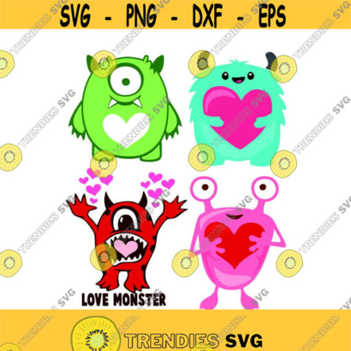 Love Monster Valentines day Cuttable Design SVG PNG DXF eps Designs Cameo File Silhouette Design 924