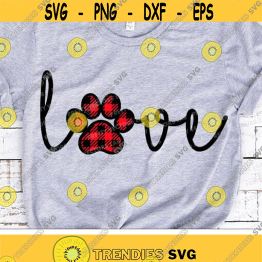 Love Paw Print Svg Buffalo Plaid Paw Svg Valentines Day Svg Dog Mom Cat Mama Cut Files Pet Lover Svg Dxf Eps Png Silhouette Cricut Design 2276 .jpg