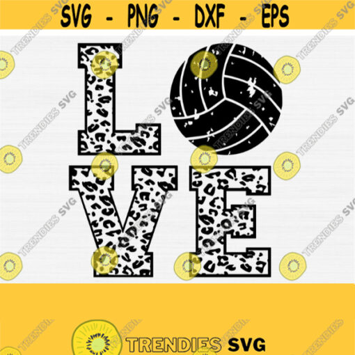 Love Volleyball SvgVolleyball Mom Svg Leopard Print Volleyball Svg Files Cricut Cut Silhouette Distressed Grunge Volleyball Vector Design 1211