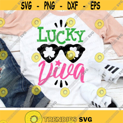 Lucky Diva Svg Girls St. Patricks Day Svg Clover Svg Dxf Eps Png Kids Cut Files Funny Svg Girl Svg Baby Clipart Silhouette Cricut Design 1320 .jpg