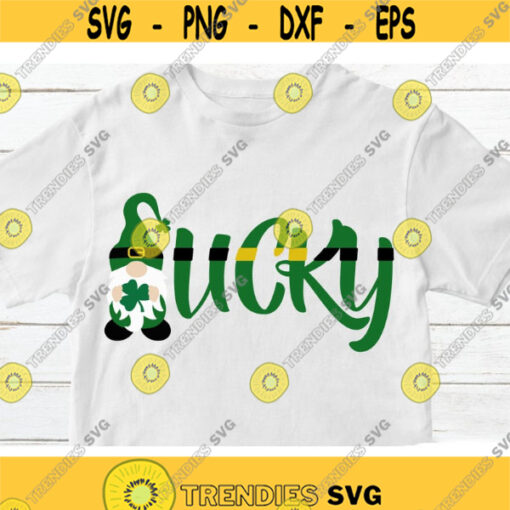 Lucky Gnome SVG St Patricks Day SVG Gnome svg for Cricut Silhouette Irish gnome svg Gnome with shamrock svg file for Shirt Clover svg Design 286.jpg