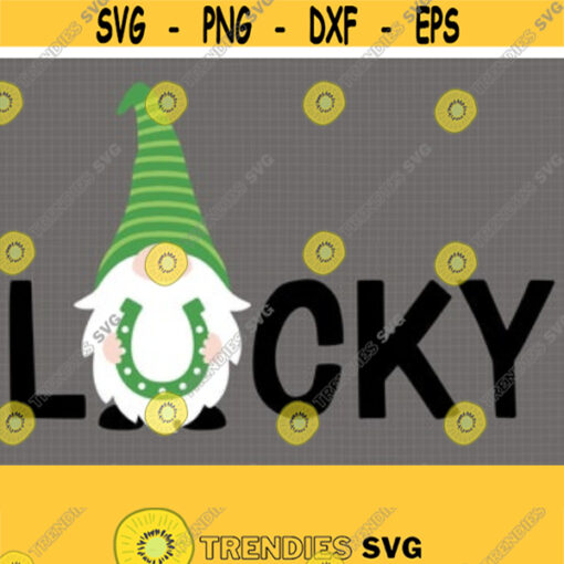 Lucky SVG. St Patricks Gnome. St Patricks Day Irish Gnome Clipart PNG. Lucky Sign Cut Files Silhouette Vector Cutting Machine Download Design 364