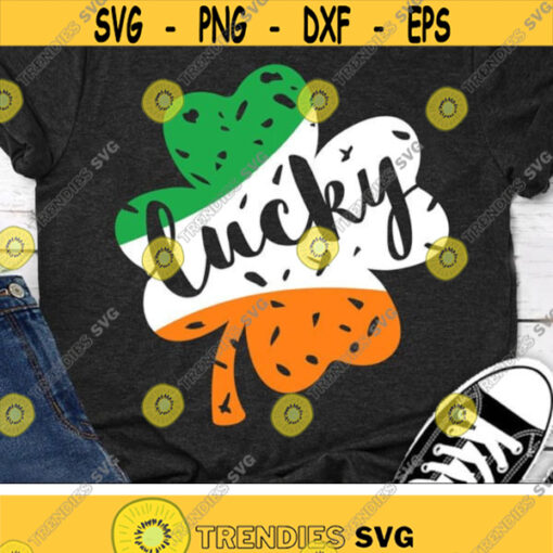 Lucky Svg St. Patricks Day Svg Grunge Irish Shamrock Svg Distressed Four Leaf Clover Svg Ireland Clipart Silhouette Cricut Cut Files Design 2971 .jpg