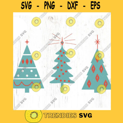 MCM Christmas Trees SVG cut file Atomic Christmas Tree svg Mid Century Holiday svg Retro holiday svg Commercial Use Digital File