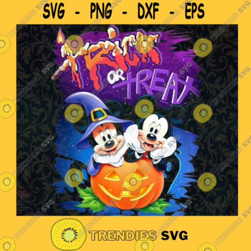 MINNIE AND MICKEY MOUSE TRICK OR TREAT HAPPY HALLOWEEN SVG PNG EPS DXF Silhouette Cut Files For Cricut Instant Download Vector Download Print File