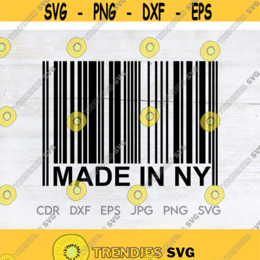 Made in NY svg cut file instant download made in New York sign vector barcode silhouette made in USA digital printable design Design 186