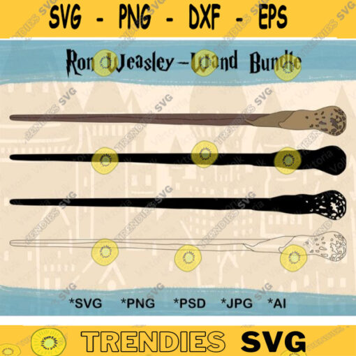 Magic Wand SVG Bundle Wooden Wand Cut File Silhouette Outline Vector Background Printable Vinyl Wand Line Art