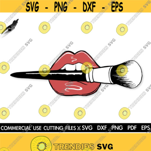 Makeup SVG Lips With Brush Svg Lips Svg Brush Svg Mua Svg Beauty Svg Slay Svg Lips Cut File Silhouette Cricut Svg Dxf Png Pdf Design 602