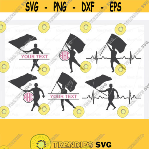 Male Color Guard SVG File Marching Band Color Guard Split Monogram Marching Band Heartbeat Marching Band man split Color Guard Split