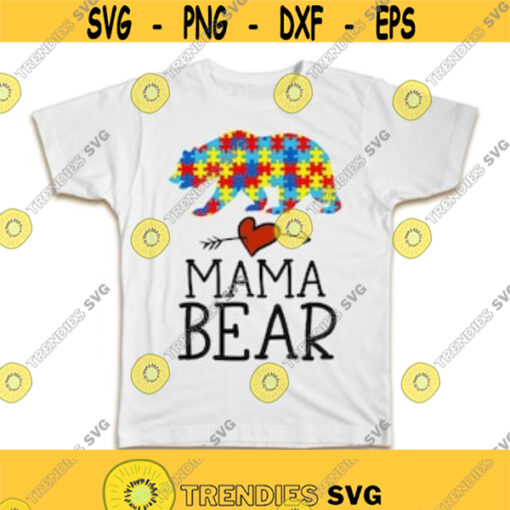 Mama Bear Autism Awareness SVG Files for Cricut T Shirt Designs For Merch POD Print on demand designs Png svg tshirt svg Vector image Design 437
