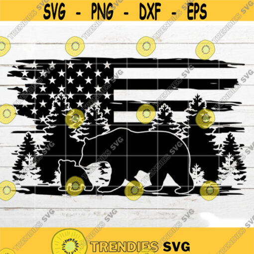 Mama Bear SVG American flag svg Nature Scene SVG Woodland SVG Forest svg Patriotic svg for Shirt Cricut Silhouette Cut File Design 76.jpg