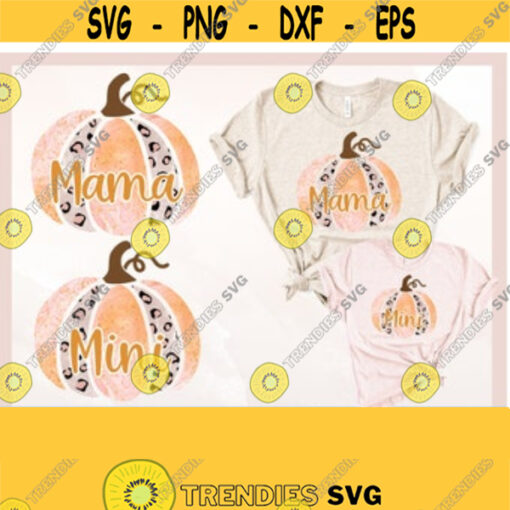 Mama Mini Pumpkin png Leopard Pumpkin png Matching Mom and Baby Fall Sublimation Design Mommy and Me Cutfile for Cricut