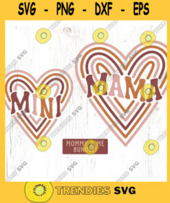 Mama Mini Retro Heart SVG cut file bundle mommy and me retro shirt svg mama vibes svg retro mom life svg Commercial Use Digital File