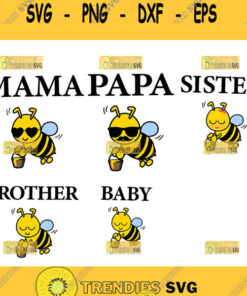 Mama Papa Sister Brother Baby Bee Svg Bee Family Svg Bundle 1 Svg Cut Files Svg Clipart Silhouet – Instant Download
