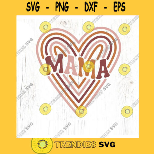 Mama Retro Heart SVG cut file groovy mama shirt svg mama vibes svg retro mom life svg Commercial Use Digital File