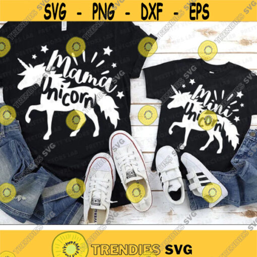 Mama Unicorn Svg Mini Unicorn Svg Unicorn Svg Mom Svg Baby Cut Files Mommy Me Svg Dxf Eps Png Matching Shirts Svg Silhouette Cricut Design 2943 .jpg