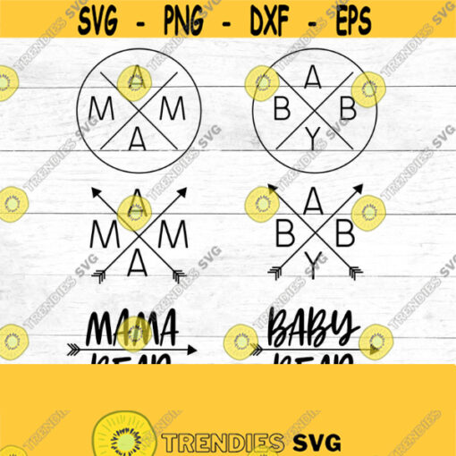 Mama logo SVG Mama and Baby Bear SVG Mama Bear Baby Bear Arrows Mommy and me SVG set Maternity New Baby Baby announement Design 63