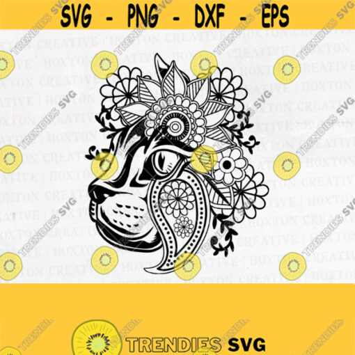 Mandala Cat Svg File Floral Animal Svg Cat Shirt Cat Lover Shirt Cat Clipart Flowers Cat Cat Svg Floral Cat Svg CutfileDesign 719