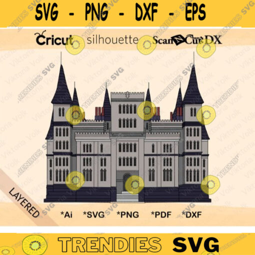 Manor SVG Big House Cut File Clipart Color Vector Mansion Line Art Printable Vinyl Drawing