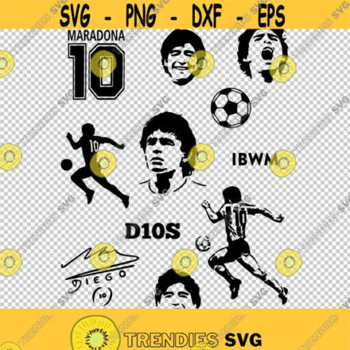Maradona Football Legend Tribute Bundle Collection SVG PNG EPS File For Cricut Silhouette Cut Files Vector Digital File