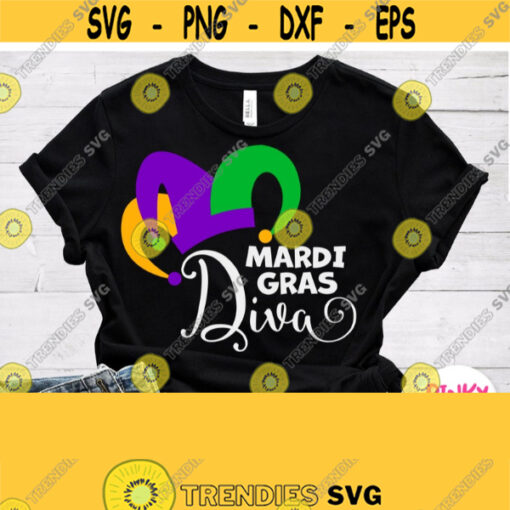 Mardi Gras Diva Svg Girl Mardi Gras Shirt Svg Cricut Design File Silhouette Layered Image Printable Clip art Sublimation Png Jpg Pdf Design 474