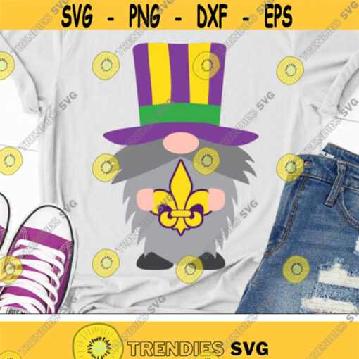 Mardi Gras Gnome Svg Mardi Gras Svg Dxf Eps Gnome with Fleur de Lis Svg Louisiana Parade Clipart Mardi Gras Shirt Svg Design Cut Files Design 2586 .jpg