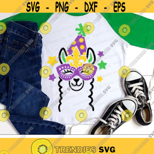 Mardi Gras Llama Svg Mardi Gras Svg Dxf Eps Png Fat Tuesday Cut Files Birthday Svg Kids Shirt Design Funny Llama Svg Silhouette Cricut Design 2659 .jpg