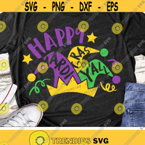 Mardi Gras Svg Happy Mardi Gras Yall Svg Dxf Eps Png Jester Hat Cut Files Parade Clipart Mardi Gras Shirt Design Silhouette Cricut Design 2093 .jpg