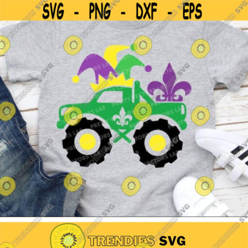 Mardi Gras Svg Monster Truck Svg Kids Svg Dxf Eps Png Jester Hat Cut Files Fleur de Lis Toddler Clipart Fat Tuesday Silhouette Cricut Design 2232 .jpg