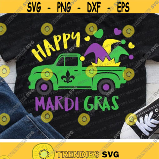 Mardi Gras Truck Svg Happy Mardi Gras Svg Dxf Eps Png Jester Hat Cut Files Kids Shirt Design Baby Womens Clipart Silhouette Cricut Design 2147 .jpg