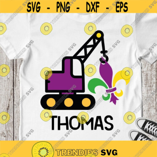 Mardi gras boy SVG Mardi Gras crane Construction cut file Kid Toddler mardi gras shirt iron on transfer