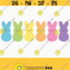 Marshmallow Bunny SVG. Cute Easter Bunnies Clipart PNG. Monogram Cut Files. Bunny Peeps Silhouette Vector DXF for Cutting Machine Download Design 243