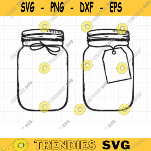 Mason Jar SVG DXF Clear Empty Glass Jar with Gift Tag Label svg dxf PNG Cut Files for Circuit Clipart Clip Art Commercial Use copy