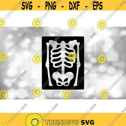 Medical Clipart Black Cutout Drawing of Skeleton X Ray of Torso or Upper Body from Radiology Radiologists Digital Download SVG PNG Design 1793
