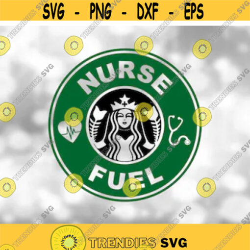 Medical Clipart BlackGreen Nurse Fuel with Heart EKG and Stethoscope Logo Spoof Inspired by Coffee Shop Digital Download SVG PNG Design 286