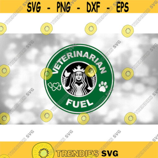 Medical Clipart BlackGreen Veterinarian Fuel w Paw Print Stethoscope Logo Spoof Inspired by Coffee Shop Digital Download SVG PNG Design 566