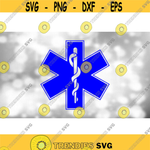 Medical Clipart Blue Star of Life Symbol with Snake Wrapped on Staff for Emergency Medical Services EMT Digital Download SVG PNG Design 462