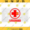 Medical Clipart Large Bold Red Circle w Cross or Plus Sign Inside and Capital Word Lifeguard Curved Below It Digital Download SVG PNG Design 1308