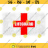 Medical Clipart Large Bold Red Cross or Plus Sign with Capitalized Word Lifeguard Cutout of Middle for Pool Digital Download SVG PNG Design 1306