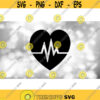 Medical Clipart Large Solid Black Heart Split with E K G E C G Electrocardiogram Heartbeat Heartrate Lines Digital Download SVG PNG Design 1268