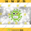 Medical Clipart Lime Green Corona Virus Face with Black Eyes and Cutout Mask COVID Germ Bacteria Pandemic Digital Download SVG PNG Design 1203