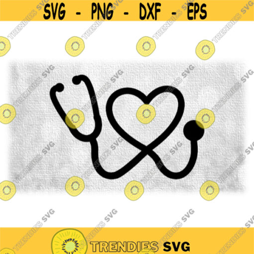 Medical Clipart Simple Easy Black Stethoscope Shaped into Heart for Doctors Nurses Surgeons Hospitals Digital Download SVG PNG Design 1762