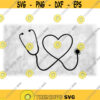 Medical Clipart Simple Easy Black Stethoscope Shaped into Heart for Doctors Nurses Surgeons Hospitals Digital Download SVG PNG Design 1763