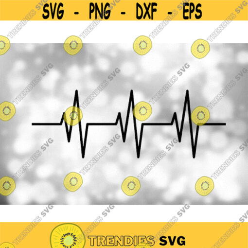 Medical Clipart Triple Heartbeat Electrocardiogram EKG ECG Heart Rate Monitor Spike in Bold Black Line Digital Download svg png Design 858