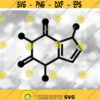 Medical or Science Clipart Coffee or Caffeine Molecule Chemical Structure Symbol in Black Outline Chemistry Digital Download SVG PNG Design 339
