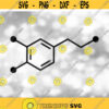 Medical or Science Clipart Dopamine Neurotransmitter Molecule Chemical Structure Symbol in Black Outline Digital Download SVG PNG Design 338