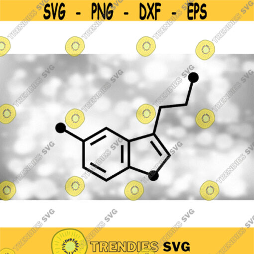 Medical or Science Clipart Serotonin Neurotransmitter Molecule Chemical Structure Symbol in Black Outline Digital Download SVG PNG Design 739