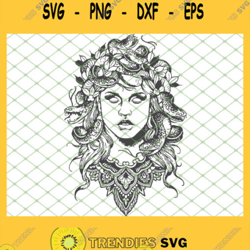 Medusas Portrait Cool Greek Methology Art SVG PNG DXF EPS 1