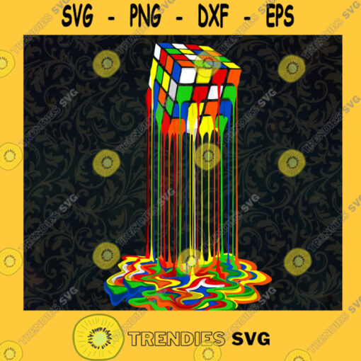 Melted Rubiks Cube Awesome Graphic Melting Colourful 3 D Combination Puzzle Inspired by Sheldon Cooper Big Bang Theory Cut Files For Cricut Instant Download Vector Download Print Files